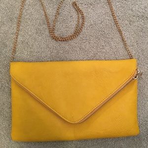 Mustard Yellow Purse with Removable Gold Chain